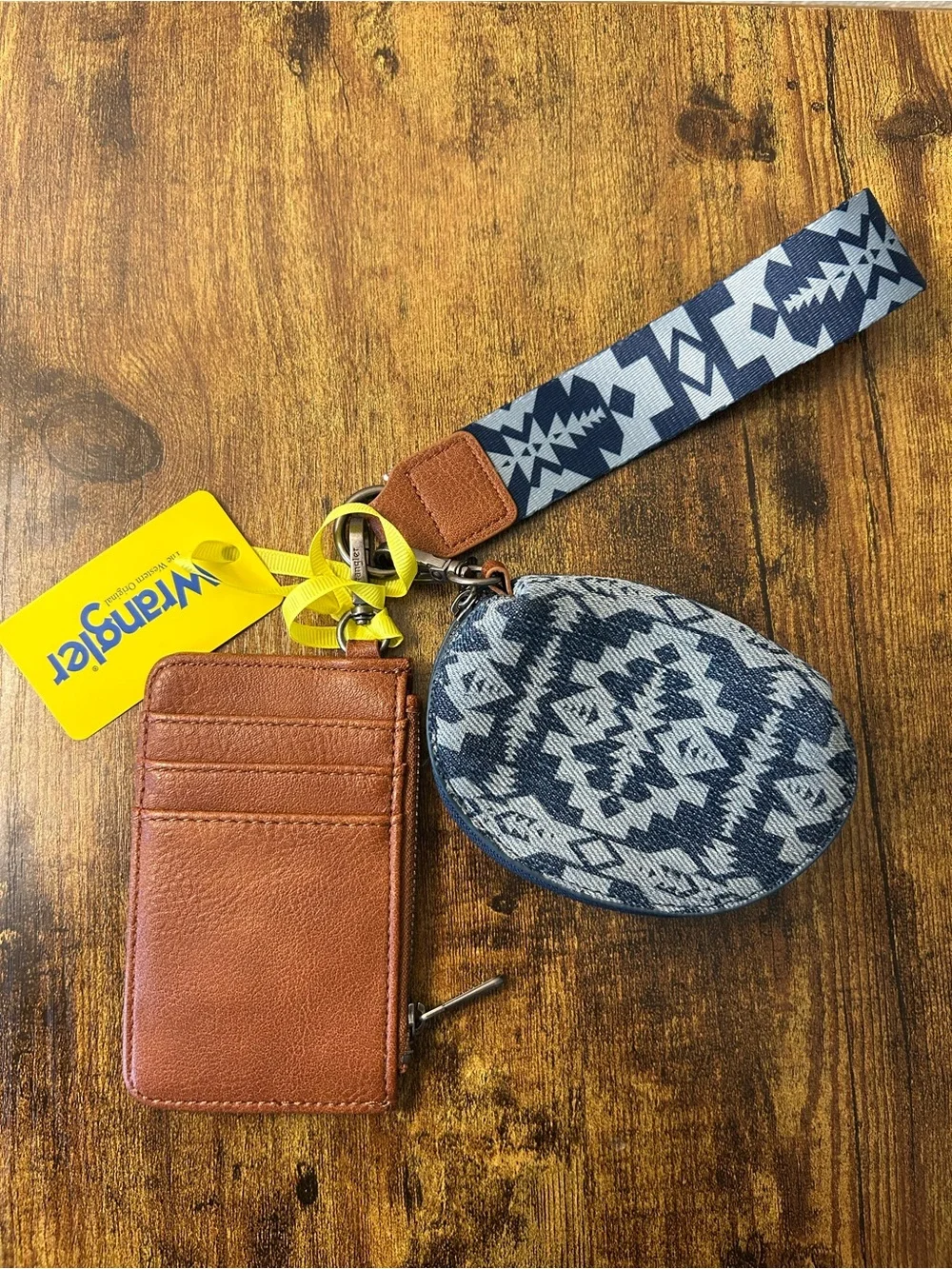 Wrangler Jean Southwestern 3-Piece Wallet & Wristlet Set NWT
